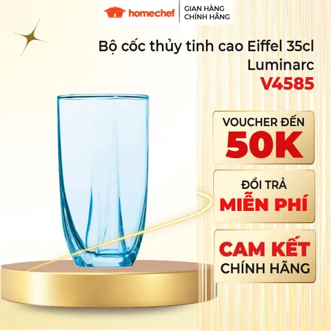 Bộ 6 Cốc Thủy Tinh Cao Luminarc Eiffel 350ml V4585 - Cốc Highball Sang Trọng, Hàng Chính Hãng, An Toàn Cho Sức Khỏe