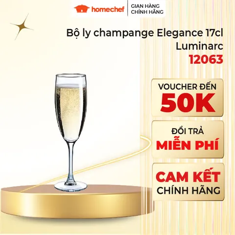 Bộ 6 Ly Champagne Thủy Tinh Elegance 170ml - Sang Trọng, Bền Bỉ, An Toàn Cho Rượu - Quà Tặng Hoàn Hảo