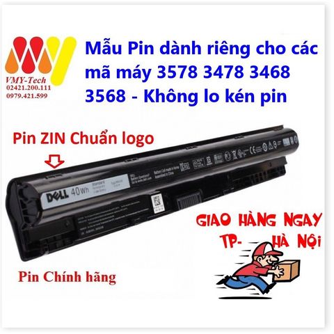 Pin Laptop Dell 3578 3478 3468 3568 - Hàng Zin 100% Bảo Hành 6 Tháng, Pin Lithium 4 Cell, Dung Lượng 40Wh, Giá Cạnh Tranh
