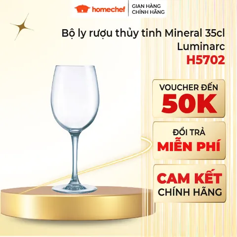 Bộ ly rượu vang Luminarc Raindrop 6 chiếc H5702 - Thủy tinh cao cấp 350ml, sang trọng cho tiệc tùng, an toàn cho sức khỏe