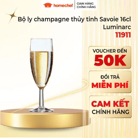 Bộ 6 Ly Champagne Thủy Tinh Luminarc 160ml - Sang Trọng, Chịu Cường Lực, An Toàn Sức Khỏe - Quà Tặng Độc Đáo cho Dịp Lễ