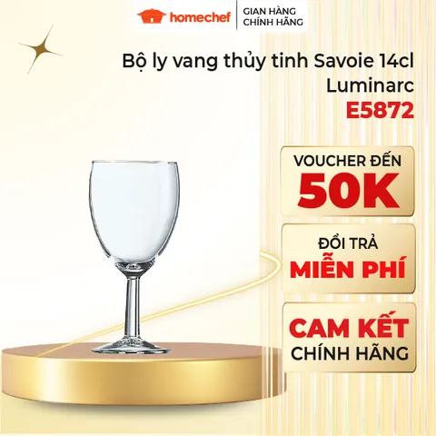 Bộ 6 Ly Vang Thủy Tinh Luminarc Cao Cấp 140ml - Sang Trọng, An Toàn, Hàng Chính Hãng, Dùng Trong Máy Rửa Bát