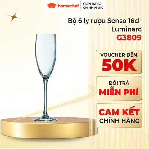 Bộ 6 Ly Vang Thủy Tinh Cao Cấp Arcoroc Senso 160ml - Sang Trọng, An Toàn, Thương Hiệu Pháp G3809