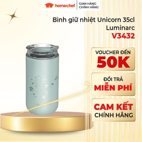 Bình Giữ Nhiệt Luminarc Unicorn 350ml - Con vật độc đáo, chống rò rỉ, kiểu dáng dễ thương, màu xanh da trời và hồng, hàng chính hãng