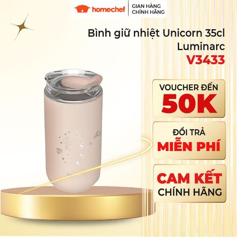 Bình Giữ Nhiệt Luminarc Unicorn 350ml - Con vật độc đáo, chống rò rỉ, kiểu dáng dễ thương, màu xanh da trời và hồng, hàng chính hãng