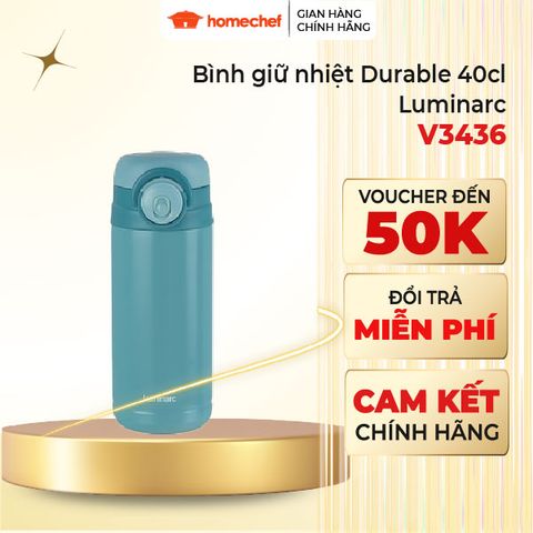Bình Giữ Nhiệt Luminarc Durable V3436 400ml - Thép Không Gỉ Chất Lượng Cao, Giữ Nhiệt Đến 6 Giờ, Thiết Kế Độc Đáo và Di Động