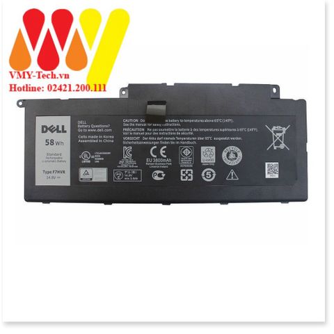 Pin Laptop DELL Inspiron 15-7537 14-7437 17-7737 58WH F7HVR - Bảo Hành 6 Tháng, Hàng Mới 100%