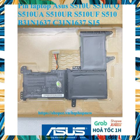 Pin Laptop Chính Hãng Asus S510U S510UQ S510UA S510UR S510UF - Pin 42w B31N1637 C31N1637 Đen, Bảo Hành Đổi Mới 100%