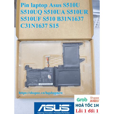 Pin Laptop Chính Hãng Asus S510U S510UQ S510UA S510UR S510UF - Pin 42w B31N1637 C31N1637 Đen, Bảo Hành Đổi Mới 100%