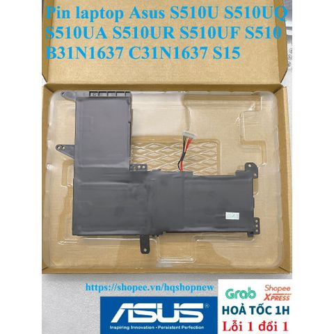 Pin Laptop Chính Hãng Asus S510U S510UQ S510UA S510UR S510UF - Pin 42w B31N1637 C31N1637 Đen, Bảo Hành Đổi Mới 100%