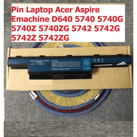 Pin Laptop Acer 6 Cell Chính Hãng Cho Aspire Emachine D640 5740 5740G 5740Z 5742 - Phụ Kiện Số Đen mới 100%