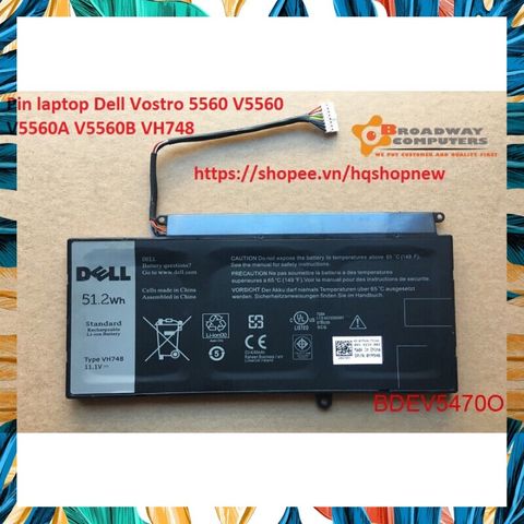 Pin Laptop Dell Vostro 5560 V5560A V5560B VH748 51.2Wh - Pin Chính Hãng, Bảo Hành Nhanh, Phụ Kiện Laptop Chất Lượng Cao