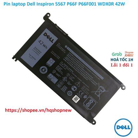 Pin Laptop Dell Inspiron 5567 P66F P66F001 WDX0R 42W Chính Hãng - Phụ Kiện Laptop Đen Mới 100%