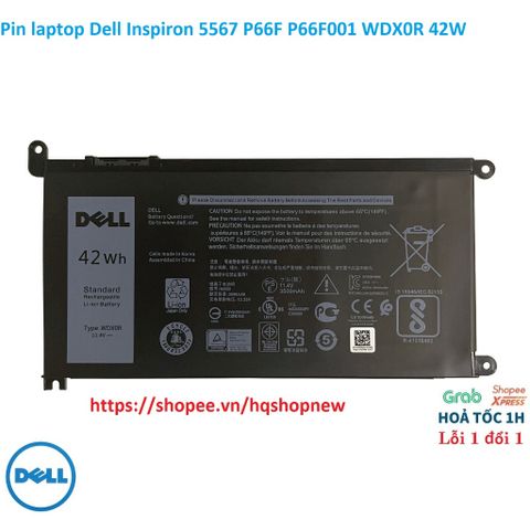 Pin Laptop Dell Inspiron 5567 P66F P66F001 WDX0R 42W Chính Hãng - Phụ Kiện Laptop Đen Mới 100%