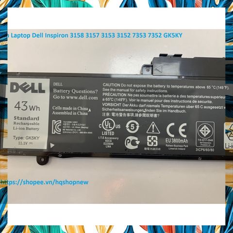 Pin Laptop Dell Inspiron GK5KY - Pin Zin 42W cho các mẫu 3158, 3157, 3153, 3152, 7353, 7352 - Phụ Kiện Chất Lượng Cao