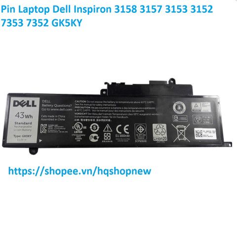 Pin Laptop Dell Inspiron GK5KY - Pin Zin 42W cho các mẫu 3158, 3157, 3153, 3152, 7353, 7352 - Phụ Kiện Chất Lượng Cao