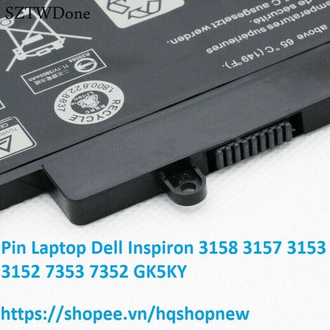 Pin Laptop Dell Inspiron GK5KY - Pin Zin 42W cho các mẫu 3158, 3157, 3153, 3152, 7353, 7352 - Phụ Kiện Chất Lượng Cao