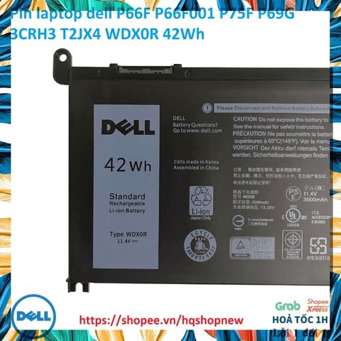 Pin Laptop Dell P66F P66F001 P75F P69G 3CRH3 T2JX4 WDX0R 42Wh Chính Hãng - Phụ Kiện Laptop Bền Bỉ, Hiệu Suất Cao