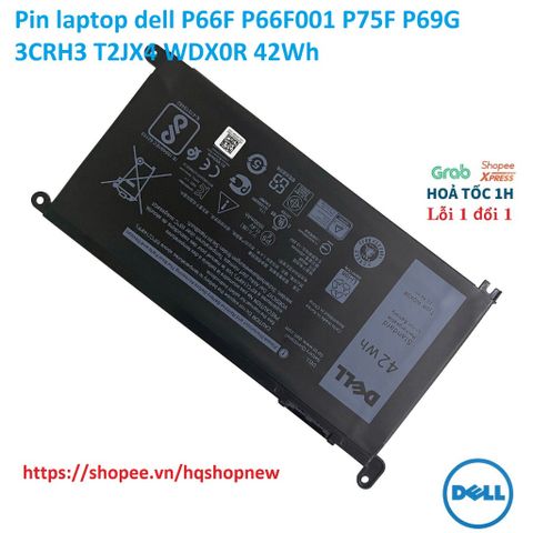 Pin Laptop Dell P66F P66F001 P75F P69G 3CRH3 T2JX4 WDX0R 42Wh Chính Hãng - Phụ Kiện Laptop Bền Bỉ, Hiệu Suất Cao
