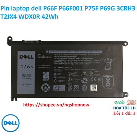 Pin Laptop Dell P66F P66F001 P75F P69G 3CRH3 T2JX4 WDX0R 42Wh Chính Hãng - Phụ Kiện Laptop Bền Bỉ, Hiệu Suất Cao