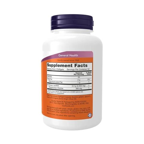 Chống tắc tia sữa Now Sunflower Lecithin 1200mg USA 100 viên