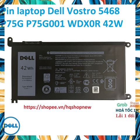 Pin Laptop Chính Hãng Dell Vostro 5468 P75G P75G001 42W - Phụ Kiện Laptop Đen, Bảo Hành Tận Tâm, Chất Lượng Đảm Bảo