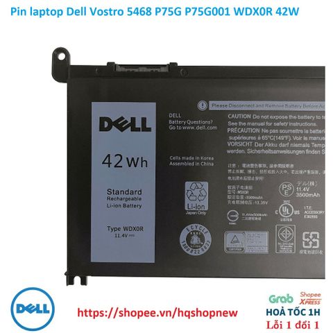 Pin Laptop Chính Hãng Dell Vostro 5468 P75G P75G001 42W - Phụ Kiện Laptop Đen, Bảo Hành Tận Tâm, Chất Lượng Đảm Bảo