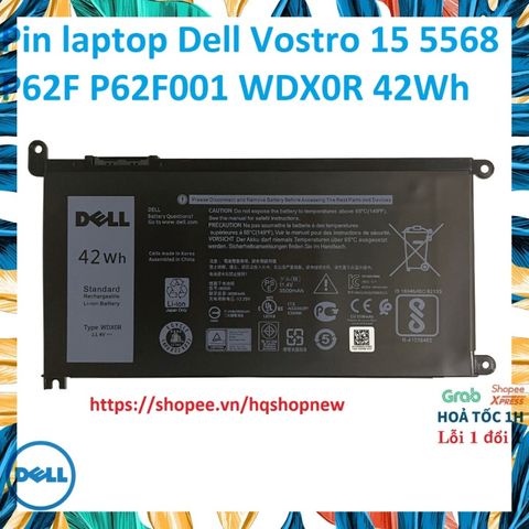 Pin Laptop Dell Vostro 15 5568 P62F001 42Wh Chính Hãng - Phụ Kiện Laptop Đen, Thay Thế Uy Tín