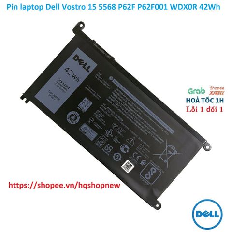 Pin Laptop Dell Vostro 15 5568 P62F001 42Wh Chính Hãng - Phụ Kiện Laptop Đen, Thay Thế Uy Tín
