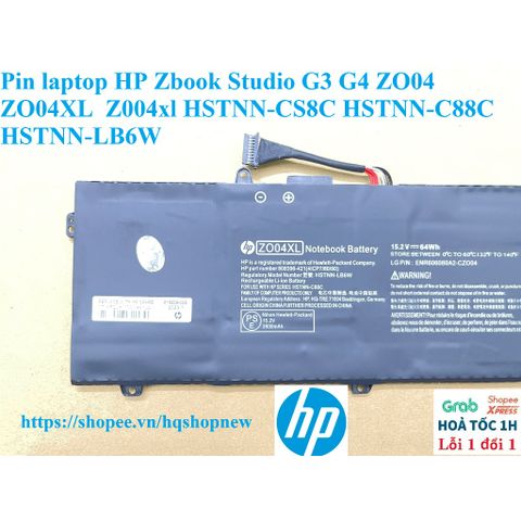 Pin Laptop HP Zbook Studio G3 G4 ZO04 ZO04XL HSTNN-CS8C HSTNN-C88C Chính Hãng - Bảo Hành 100% - Phụ Kiện Laptop Đen 64w