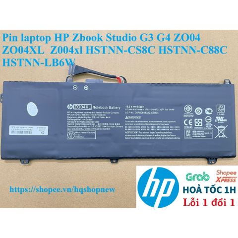Pin Laptop HP Zbook Studio G3 G4 ZO04 ZO04XL HSTNN-CS8C HSTNN-C88C Chính Hãng - Bảo Hành 100% - Phụ Kiện Laptop Đen 64w