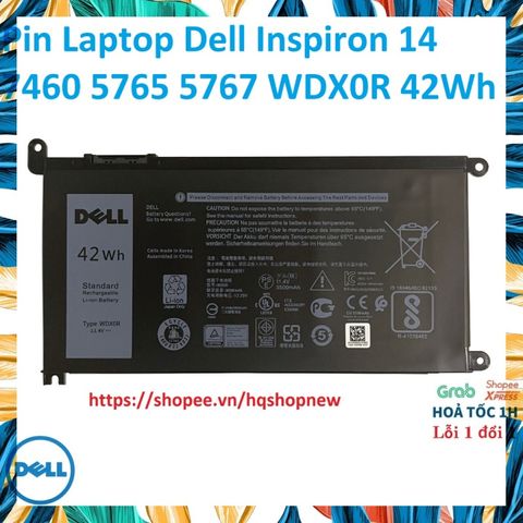 Pin Laptop Dell Inspiron 14 7460 5765 5767 WDX0R 42Wh - Phụ Kiện Chính Hãng Đen, Bảo Hành Mới 100%