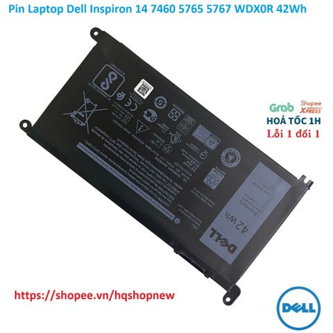 Pin Laptop Dell Inspiron 14 7460 5765 5767 WDX0R 42Wh - Phụ Kiện Chính Hãng Đen, Bảo Hành Mới 100%