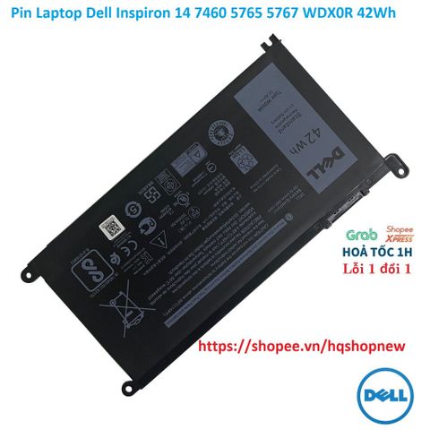 Pin Laptop Dell Inspiron 14 7460 5765 5767 WDX0R 42Wh - Phụ Kiện Chính Hãng Đen, Bảo Hành Mới 100%