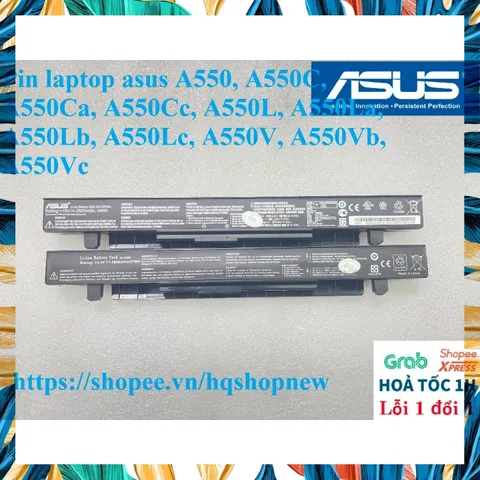 [Pin zin] Pin laptop asus A550, A550C, A550Ca, A550Cc, A550L, A550La, A550Lb, A550Lc, A550V, A550Vb, A550Vc PHỤ KIỆN LAP