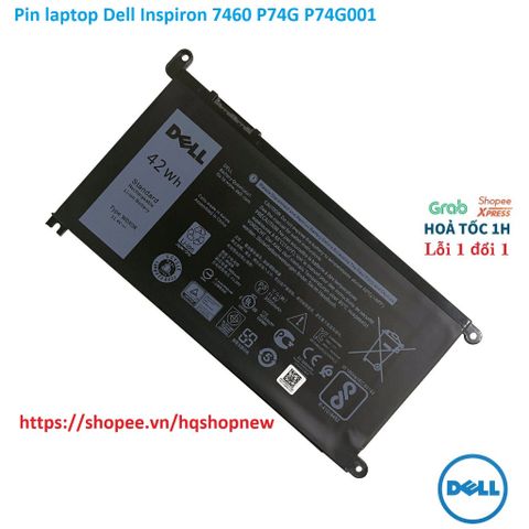 Pin Laptop Chính Hãng Dell Inspiron 7460 - Số Model P74G, P74G001, 42W, Đen - Phụ Kiện Laptop Mới 100%