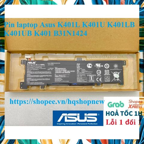 Pin Laptop Asus B31N1424 Chính Hãng K401L K401U K401LB K401UB Đen - Phụ Kiện Laptop Bảo Hành 100% Mới Nhất