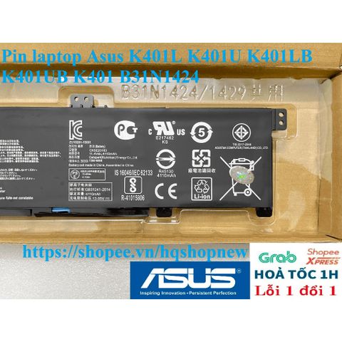 Pin Laptop Asus B31N1424 Chính Hãng K401L K401U K401LB K401UB Đen - Phụ Kiện Laptop Bảo Hành 100% Mới Nhất