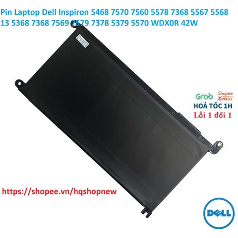 Pin Laptop Dell Inspiron WDX0R 42W Chính Hãng cho Model 5468, 7570, 7560, 5578, 7368 - Sạc Duy Trì Hiệu Suất Cao