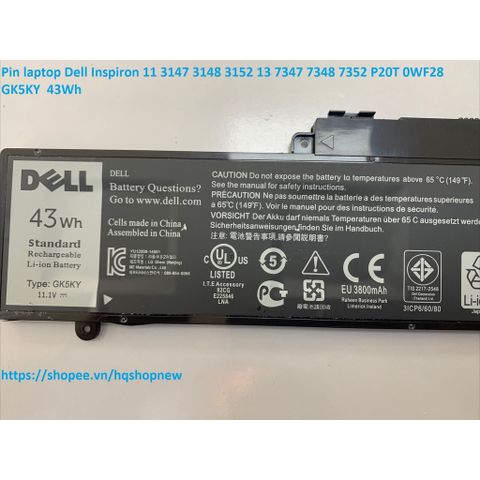 Pin Laptop Dell Inspiron 11 3147 3148 3152 13 7347 7348 7352 - Pin Zin 43Wh Chính Hãng, Bảo Hành Khách Hàng Tin Cậy