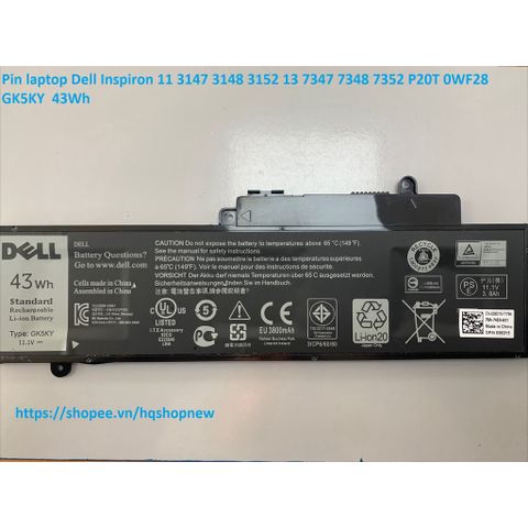 Pin Laptop Dell Inspiron 11 3147 3148 3152 13 7347 7348 7352 - Pin Zin 43Wh Chính Hãng, Bảo Hành Khách Hàng Tin Cậy