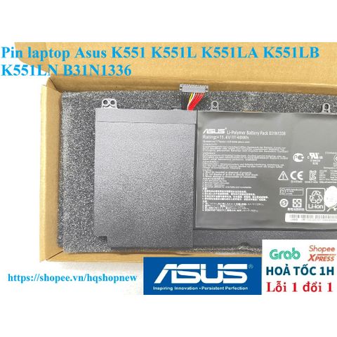 Pin Laptop Asus K551 K551L K551LA K551LB K551LN B31N1336 - Pin 6 Cell Chính Hãng, Mới 100% với Bảo Hành Đổi Mới