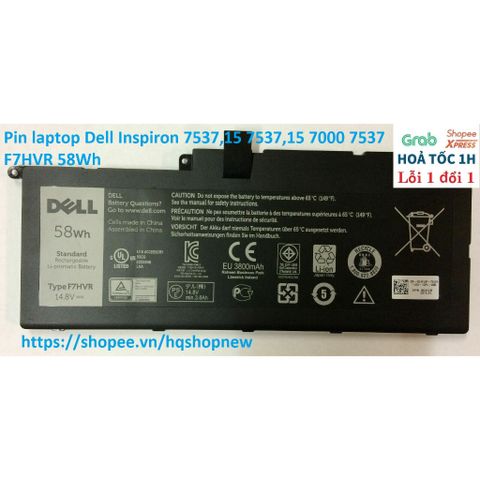 Pin Laptop Dell Inspiron 7537 Chính Hãng 58Wh - Phụ Kiện Laptop Đen, Thời Gian Sử Dụng Bền Bỉ, Bảo Hành Nghiêm Túc