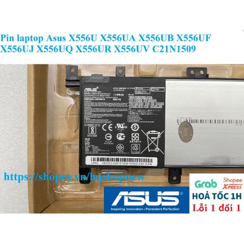 Pin Laptop Asus X556U C21N1509 - Chính Hãng, Mới 100%, 38w, Bảo Hành Đổi Mới, Phụ Kiện Laptop Đen