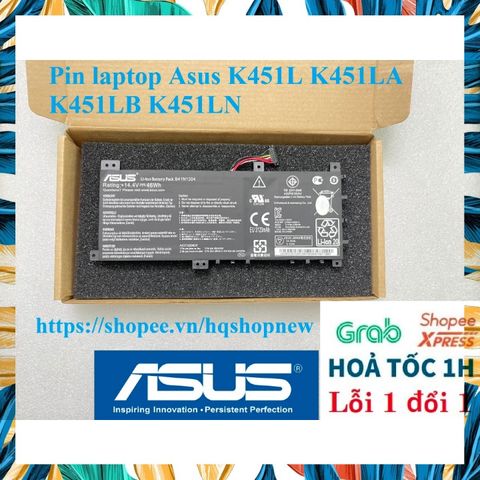 Pin Laptop Asus K451L K451LA K451LB K451LN Chính Hãng 100% - Pin B41N1304 46W Mới, Đen, Bảo Hành Đổi Mới 100%
