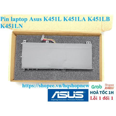 Pin Laptop Asus K451L K451LA K451LB K451LN Chính Hãng 100% - Pin B41N1304 46W Mới, Đen, Bảo Hành Đổi Mới 100%