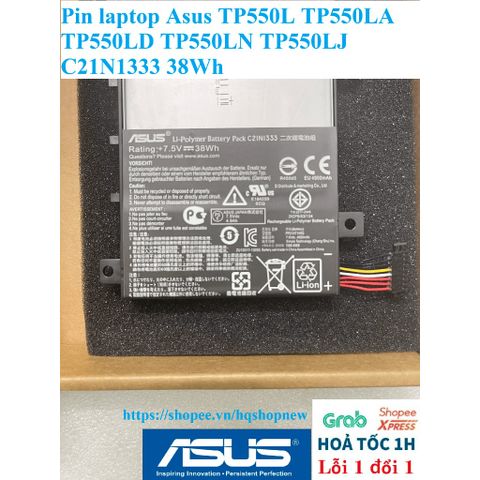 Pin Laptop Chính Hãng Asus TP550L TP550LA TP550LD TP550LN TP550LJ C21N1333 38Wh - Bảo Hành Đổi Mới 100%