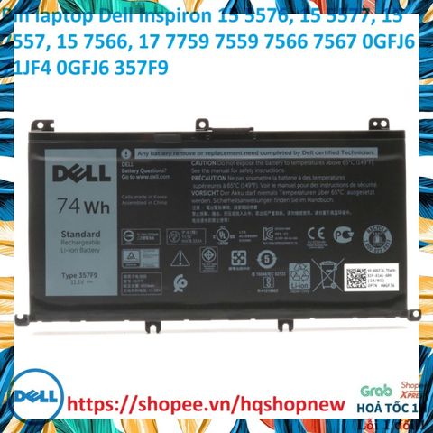 Pin laptop Dell Inspiron 15 5576/5577/7557/7566/7759 - Pin zin 74w màu đen cho hiệu suất tối ưu, chính hãng thiết kế bởi Dell