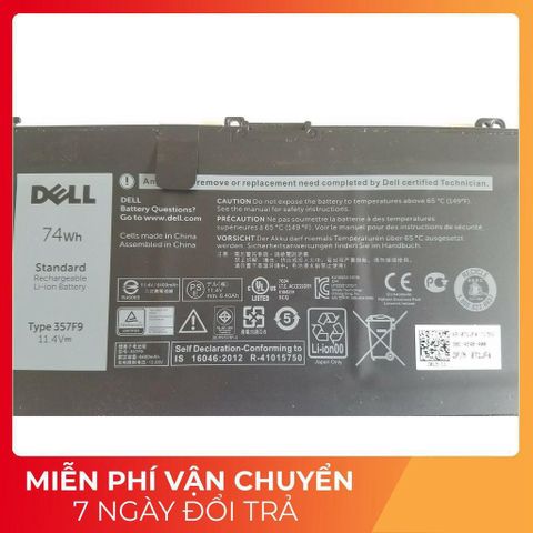 Pin laptop Dell Inspiron 15 5576/5577/7557/7566/7759 - Pin zin 74w màu đen cho hiệu suất tối ưu, chính hãng thiết kế bởi Dell