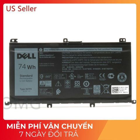 Pin laptop Dell Inspiron 15 5576/5577/7557/7566/7759 - Pin zin 74w màu đen cho hiệu suất tối ưu, chính hãng thiết kế bởi Dell